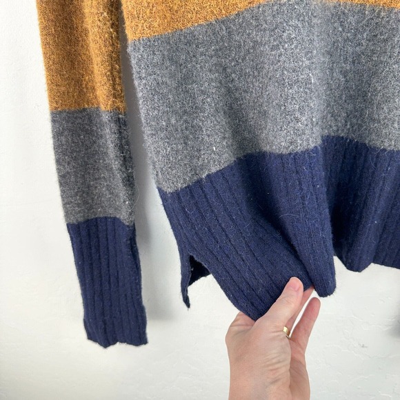 Madewell Sweater Womens S Cream Blue Colorblock‎ Mock Neck Long Sleeve Pullover - Picture 6 of 10